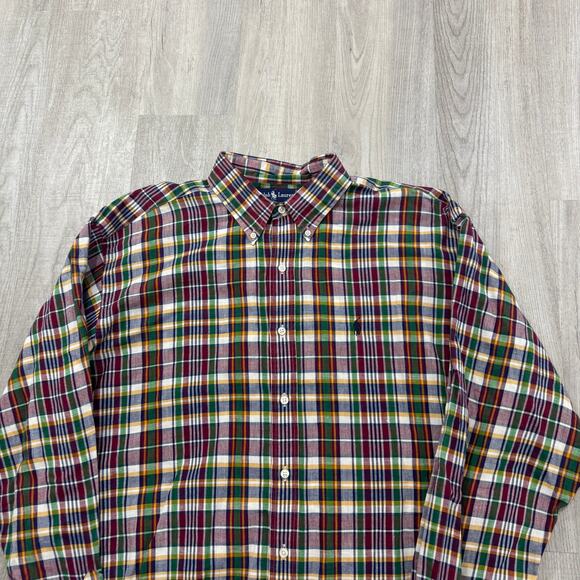 Vintage Polo Ralph Lauren Shirt Men's Extra Large XL Plaid Check Preppy Pony 90s - Picture 2 of 6